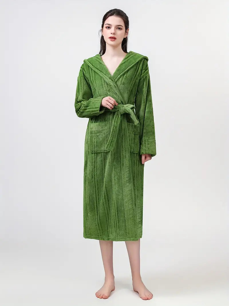 Petite hooded fleece bathrobe