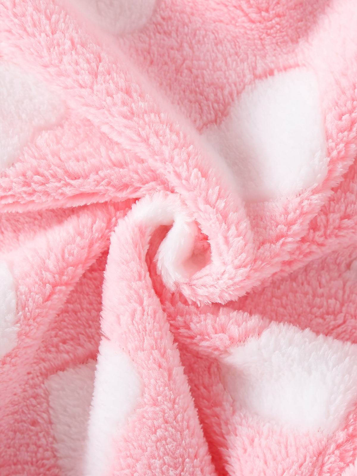 Newborn pink long hooded fluffy fleece dressing gown