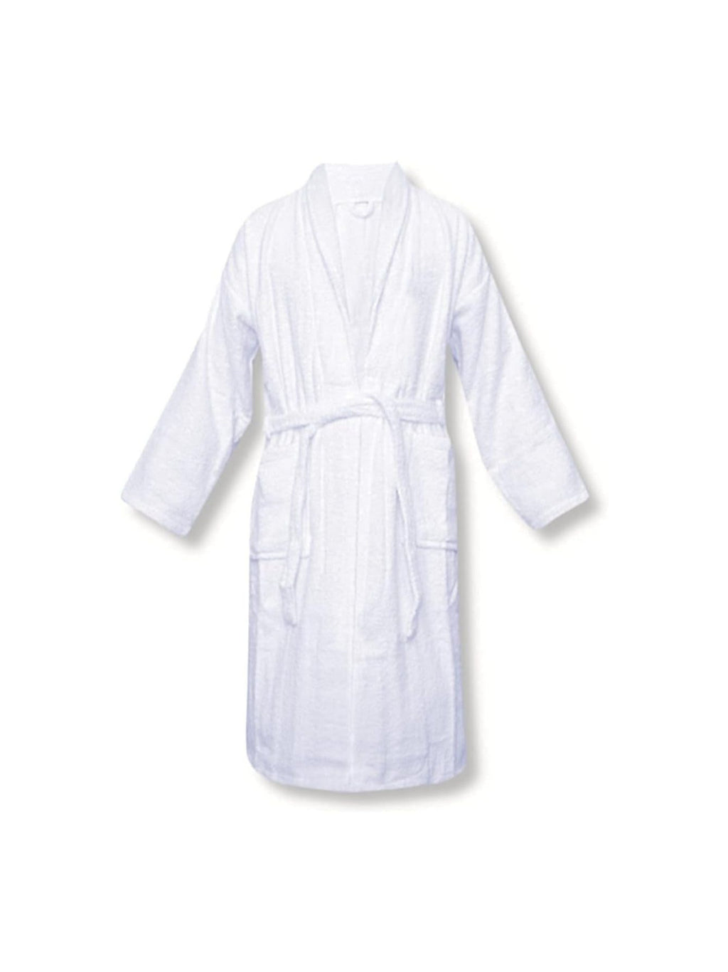 Unisex long terry towelling bathrobe with a shawl collar