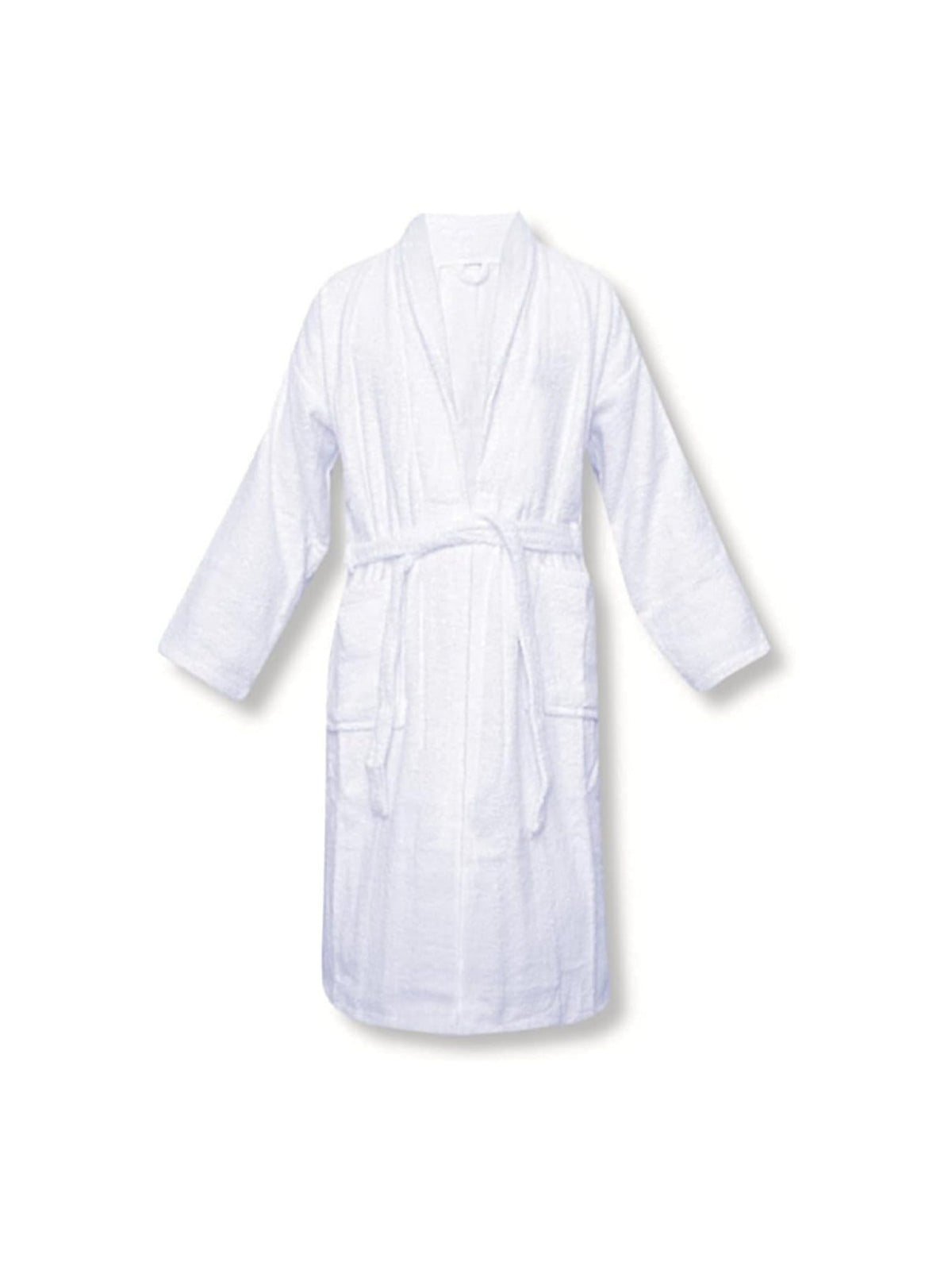 Unisex long terry towelling bathrobe with a shawl collar