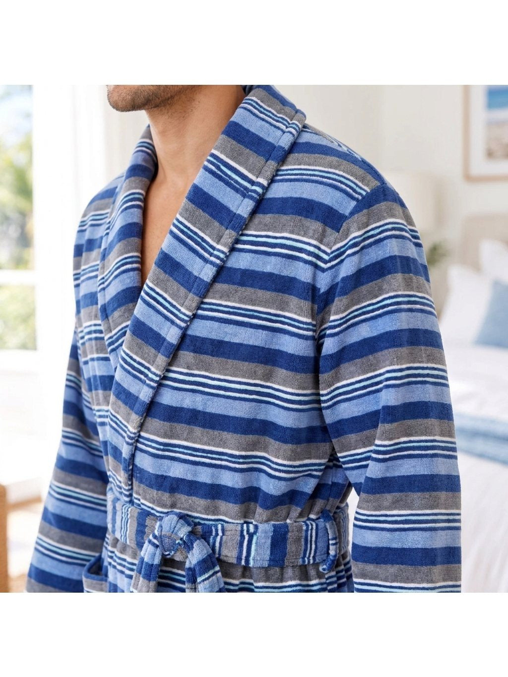 Men's striped bathrobe