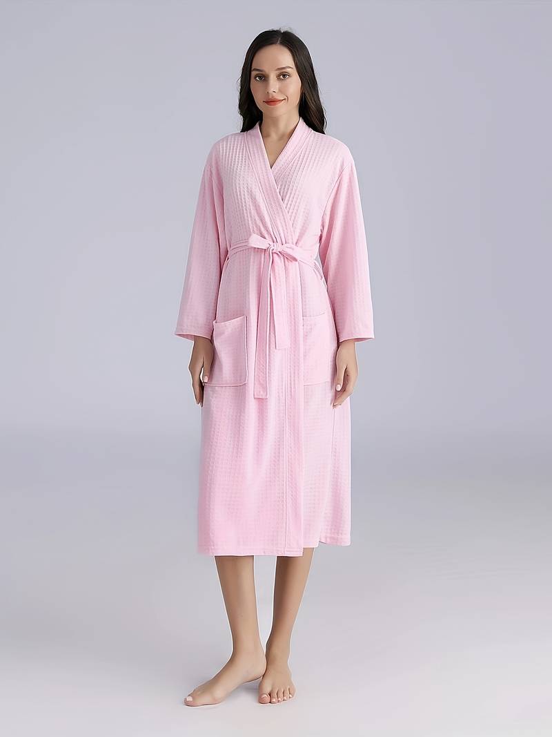 Women's soft belted bathrobe — Pink