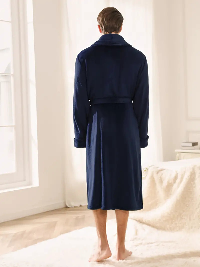 Men's warm fleece towelling bathrobe