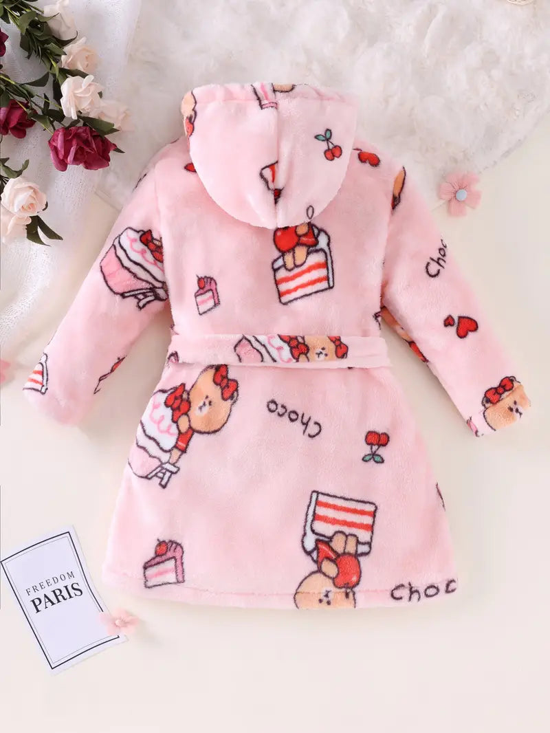 Peignoir de Bain Enfant Rose avec Motif du Gâteau — photo 2