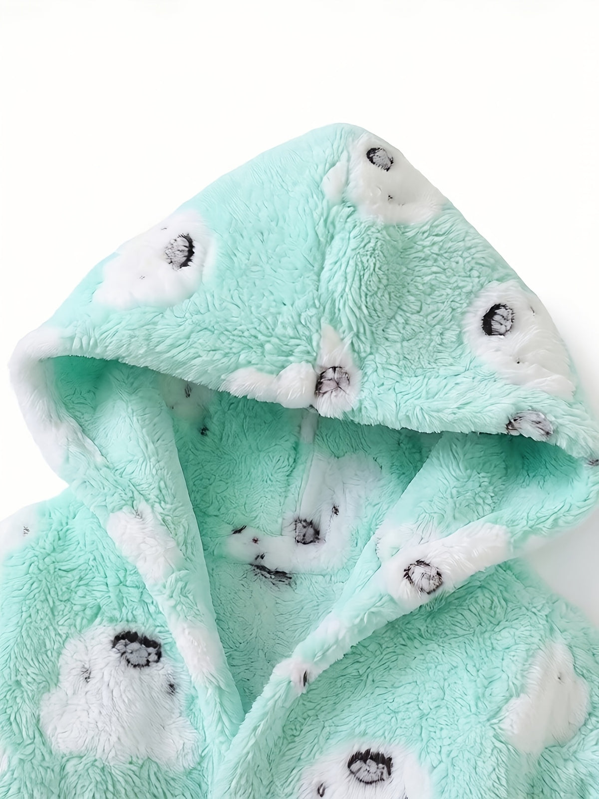 Baby blue hooded fleece bathrobe