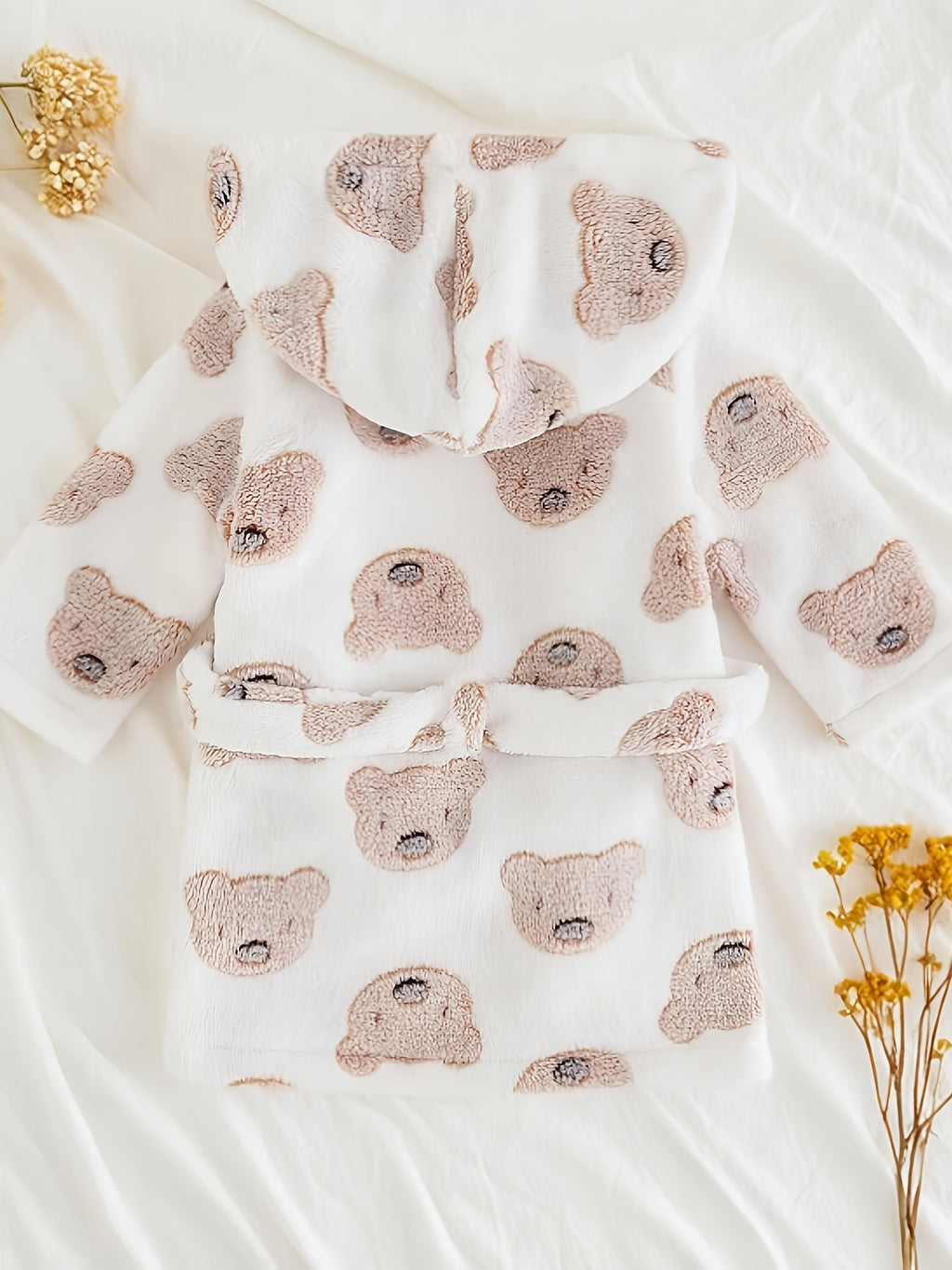 Newborn long hooded fluffy fleece dressing gown
