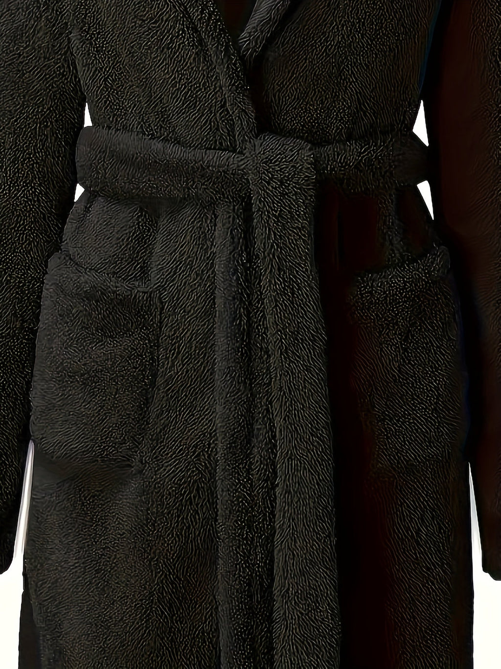 Men's hooded fleece dressing gown with pockets