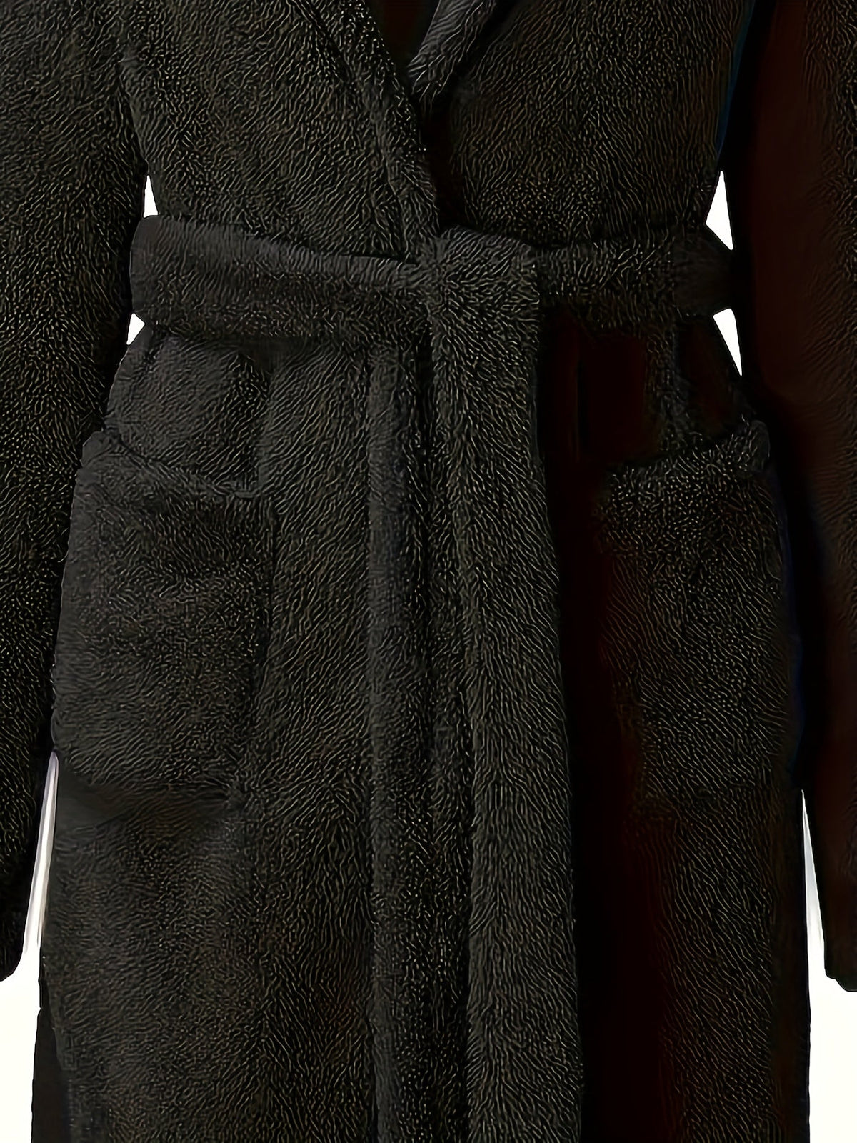 Men's hooded fleece dressing gown with pockets