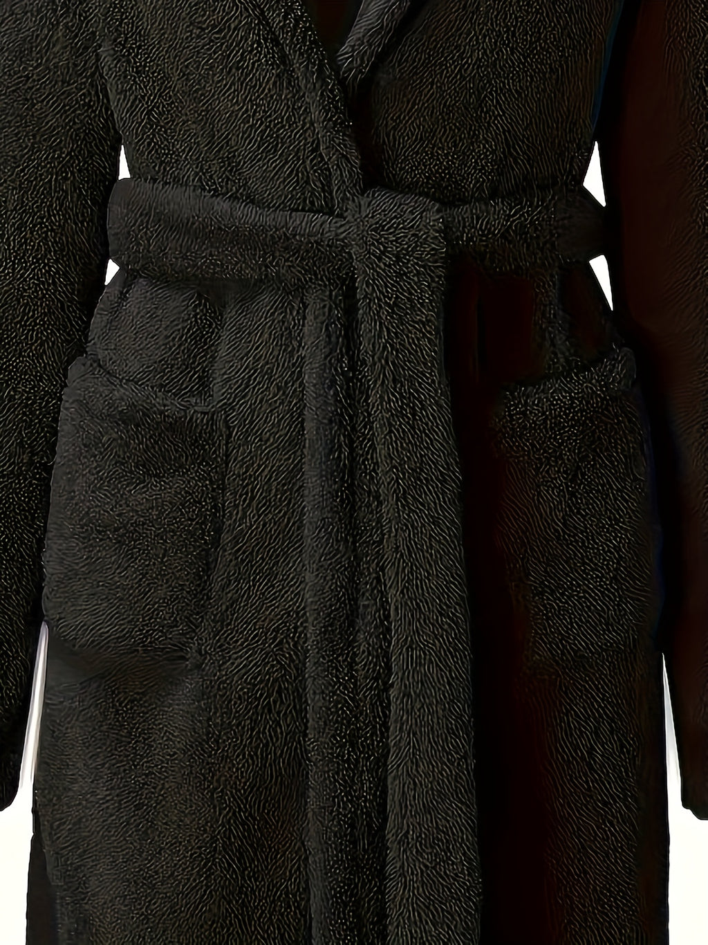 Women's hooded fleece bathrobe with pockets
