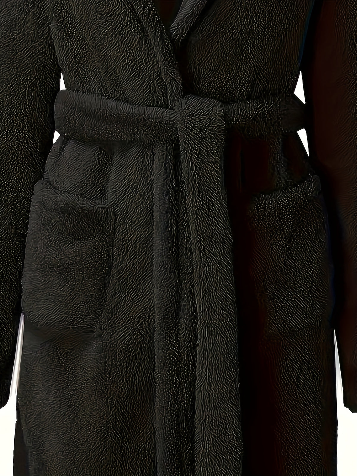 Women's hooded fleece bathrobe with pockets