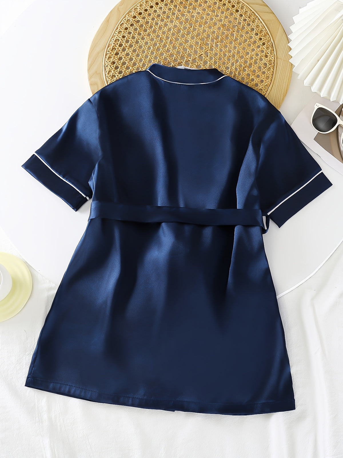 Girls' navy dressing gown