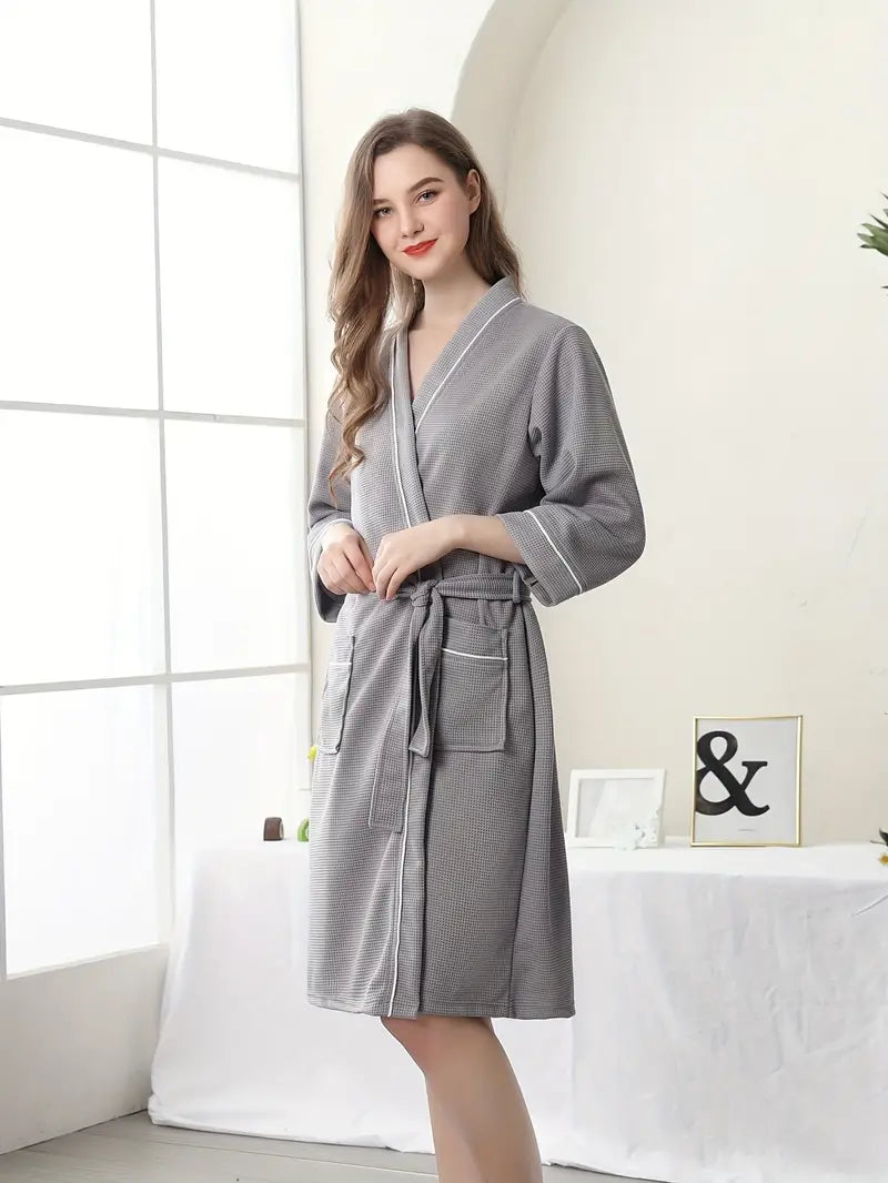 Peignoir de Bain Nid d’Abeille Doux — coloris gris