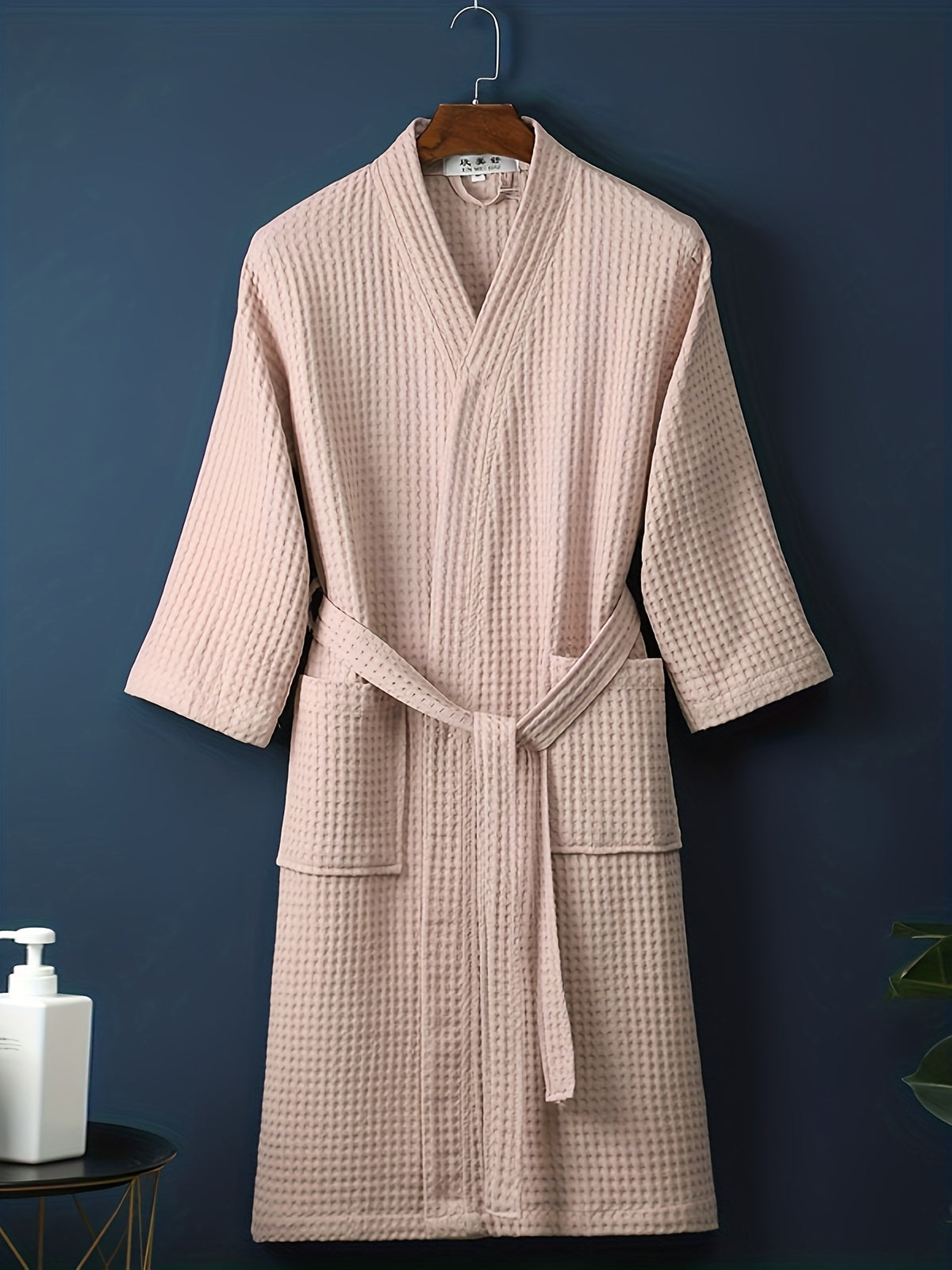 Women's green long waffle dressing gown
