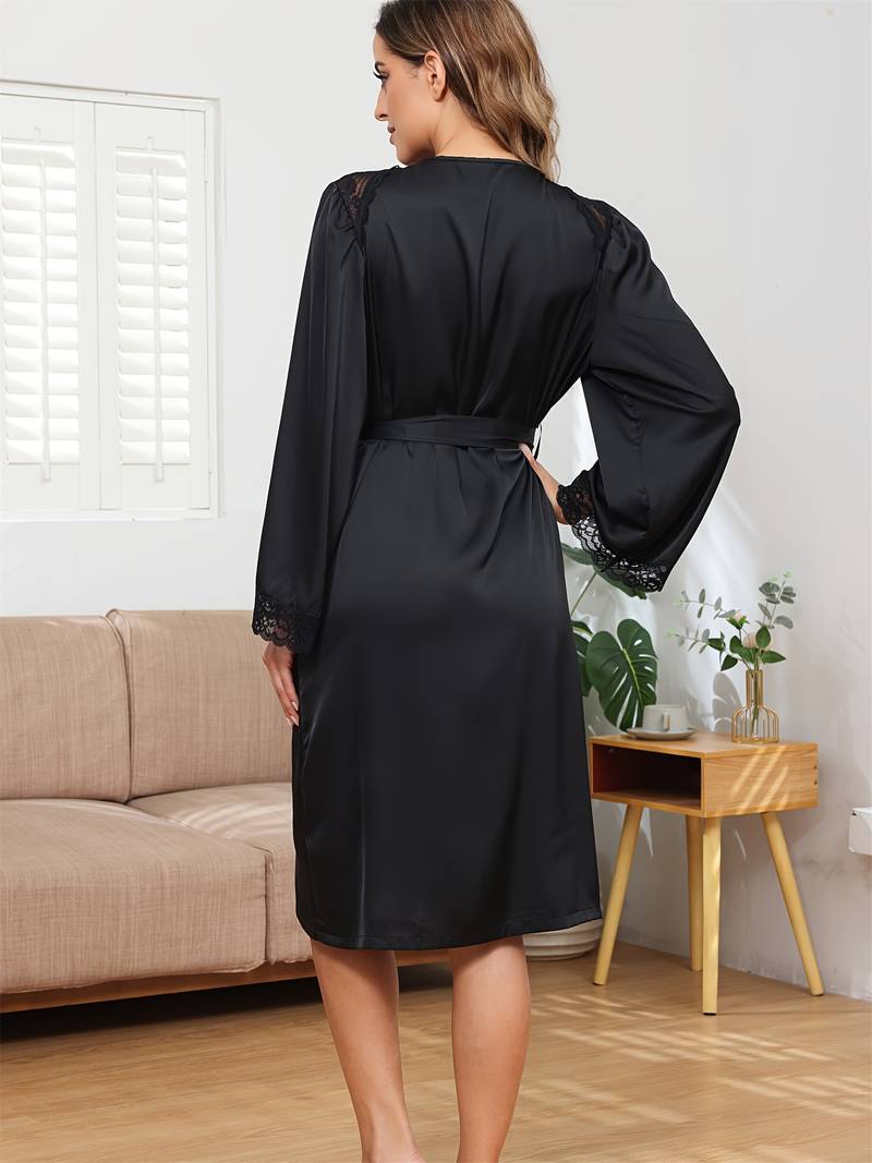 Women's short satin dressing gown