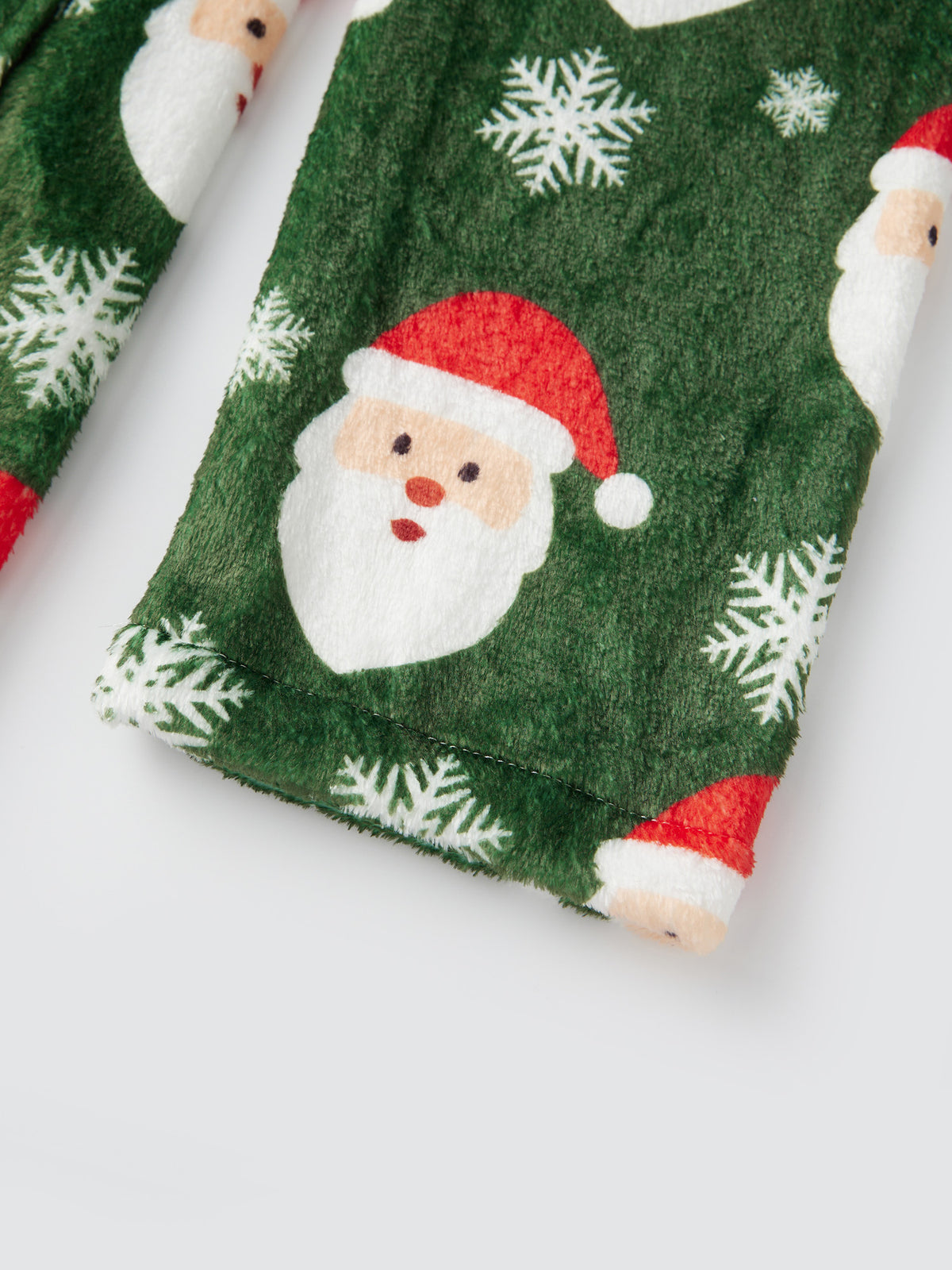 Women's green Santa print fleece dressing gown