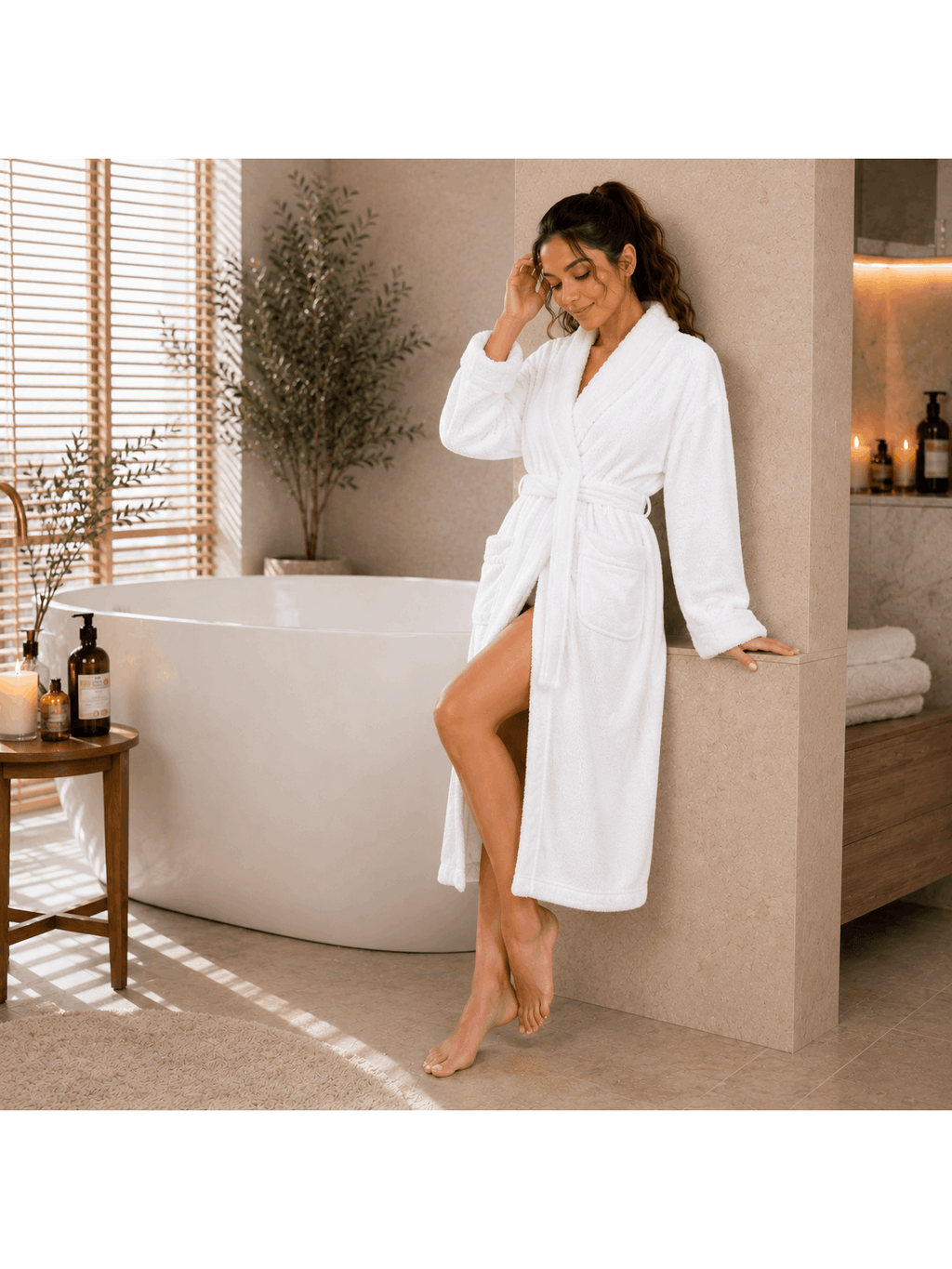 Unisex terry towelling bathrobe