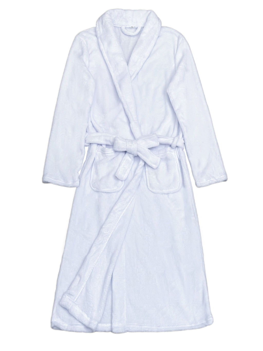 Unisex white long velour bathrobe