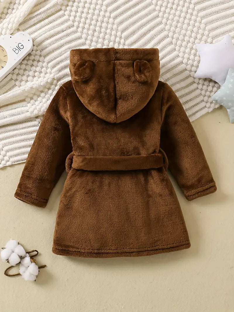 Baby fleece bathrobe with ears