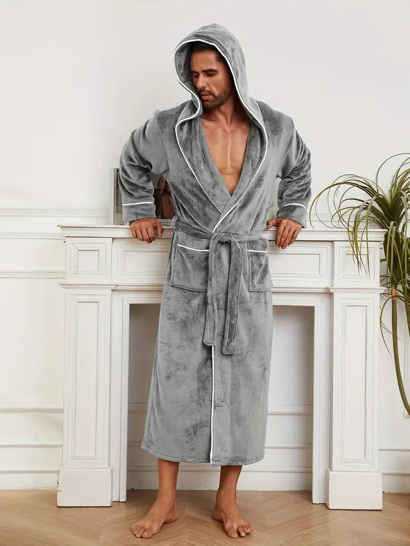 Men's warm hooded luxury bathrobe Image