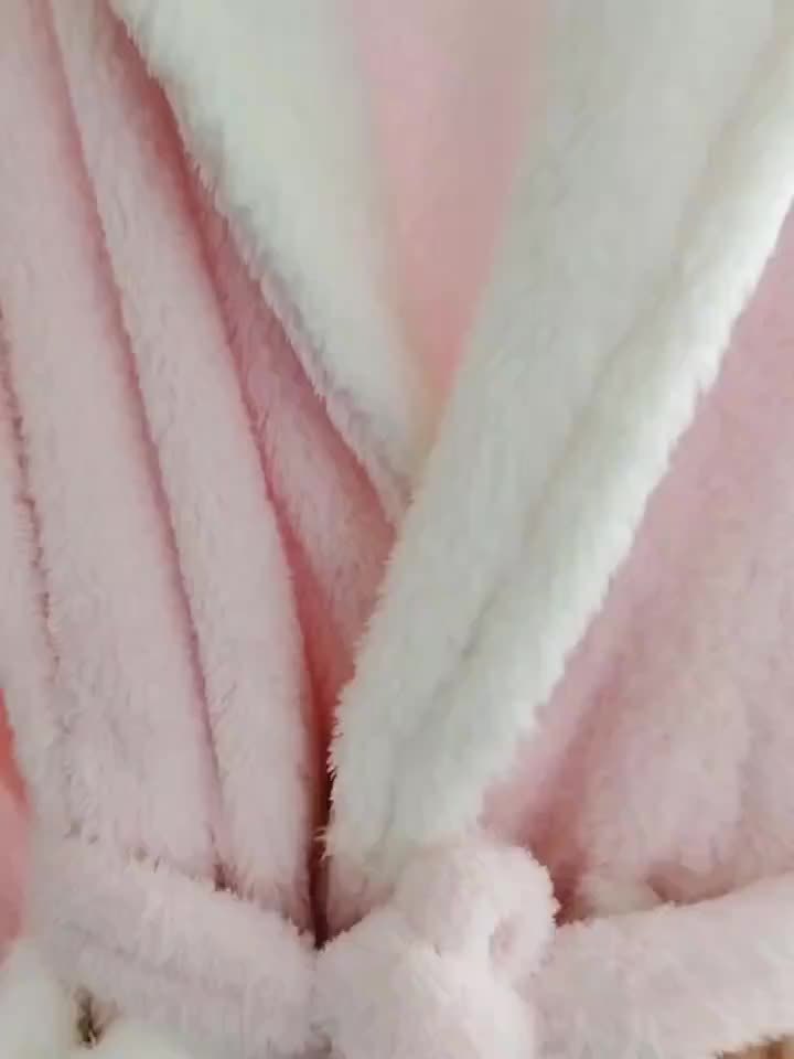 Women's pink flannel dressing gown