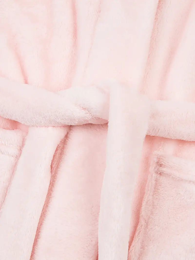 Girls' soft pink fleece bathrobe