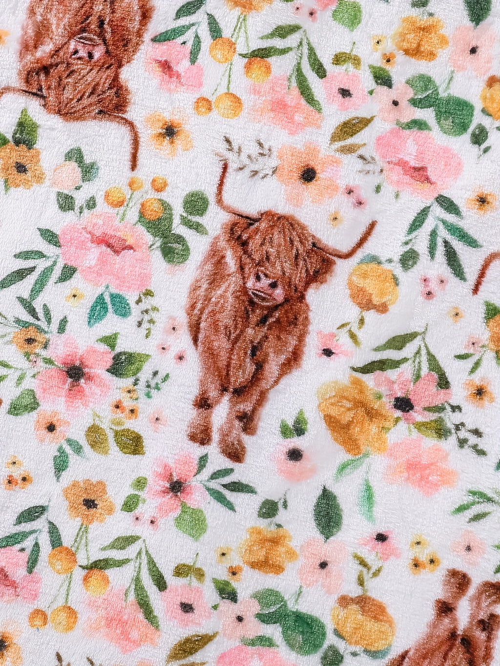 Women's Highland cow print flannel dressing gown