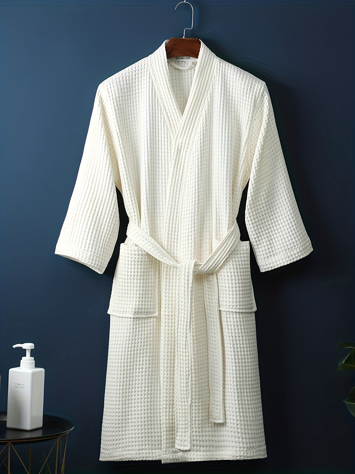 Women's green long waffle dressing gown