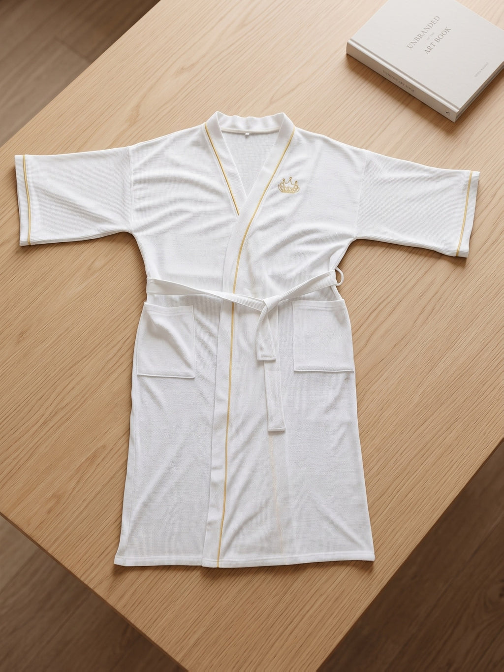 Men's black waffle bathrobe