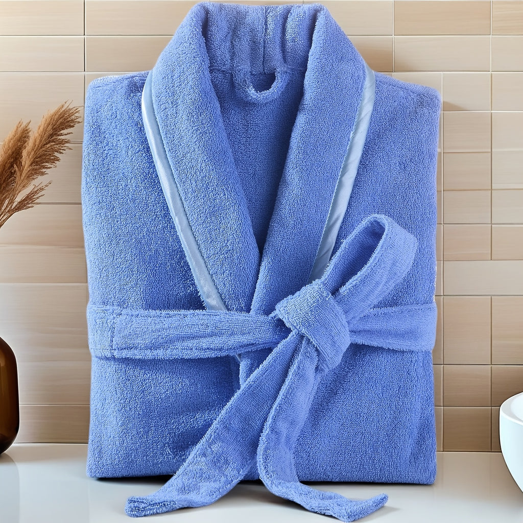 Unisex blue bathrobe
