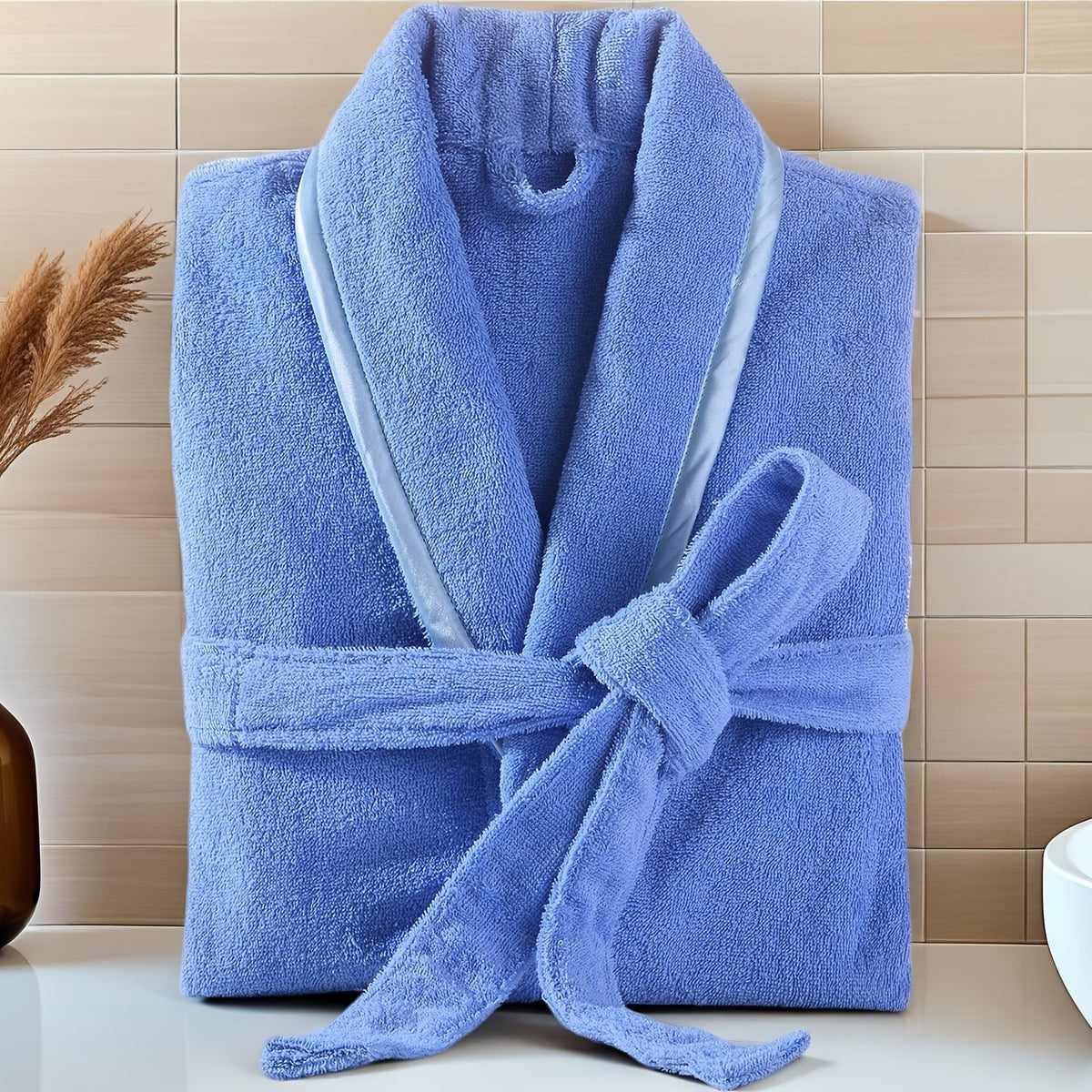 Unisex blue bathrobe