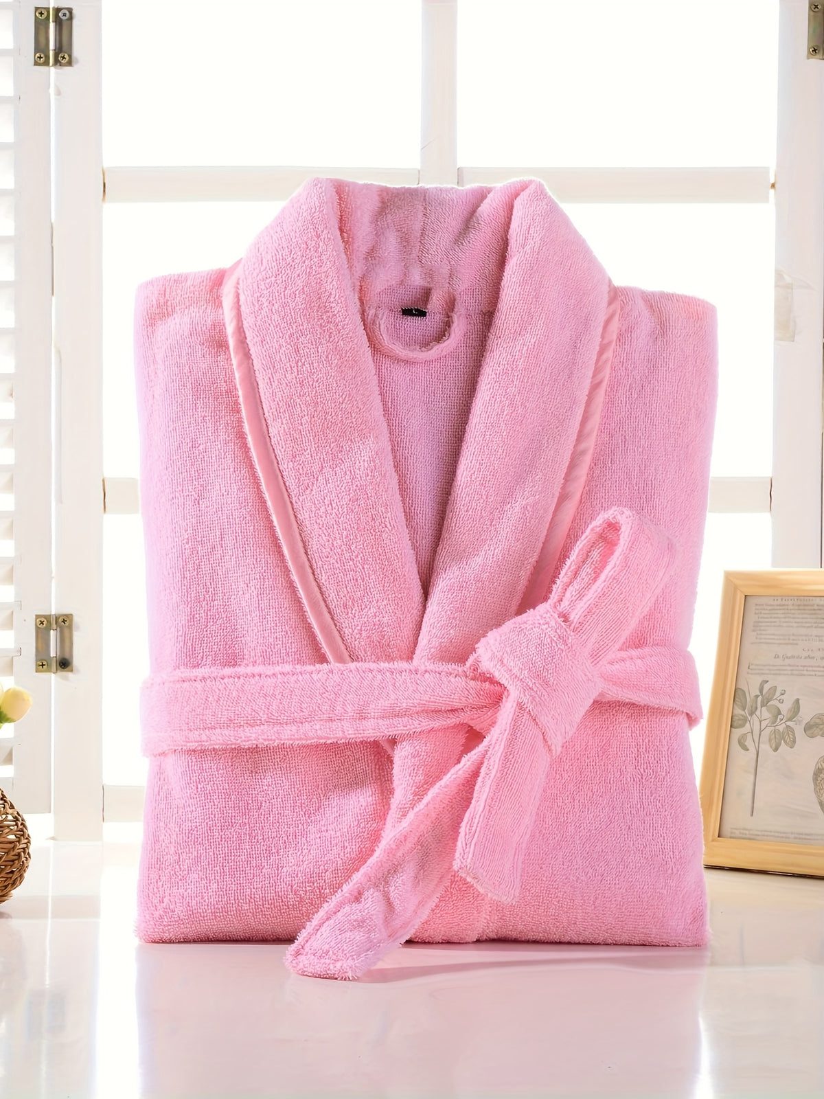 Unisex blue terry towelling bathrobe