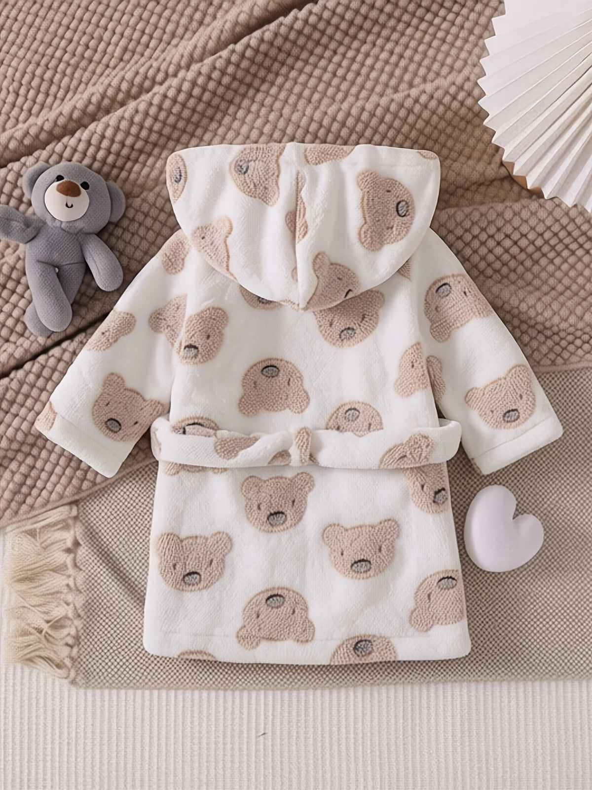 Newborn long hooded fluffy fleece dressing gown