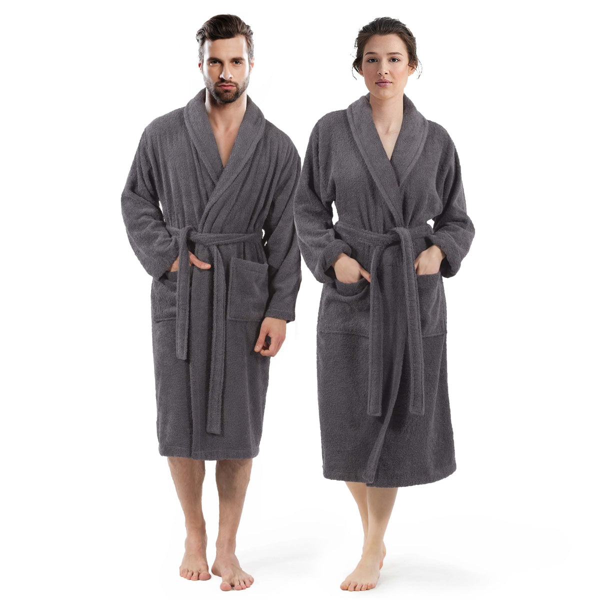 Unisex long terry towelling bathrobe