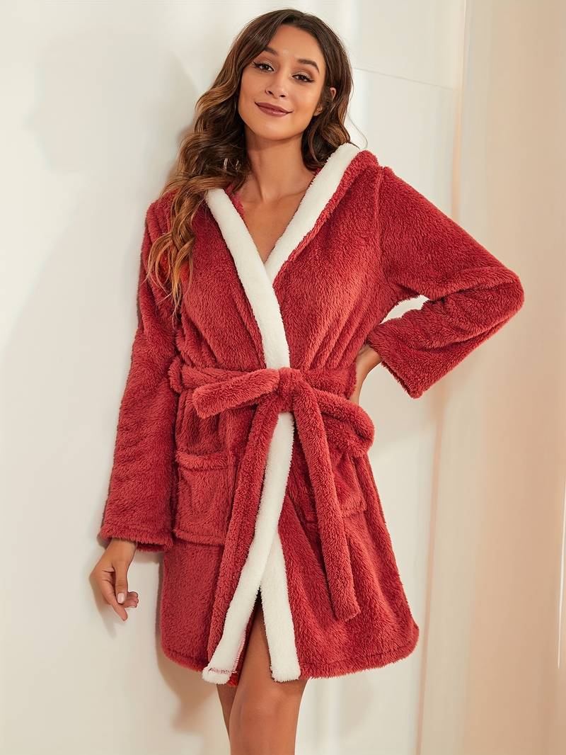 Peignoir Éponge Court et Chaud — coloris rouge
