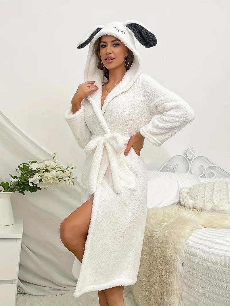 Peignoir Éponge À Capuche Lapin — coloris blanc