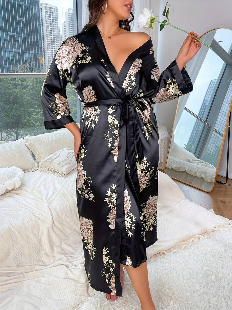 Peignoir de Bain Kimono en Satin Grande Taille — photo 4