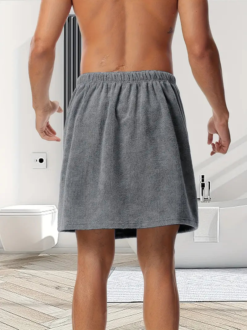 Men's short grey microfibre towel robe