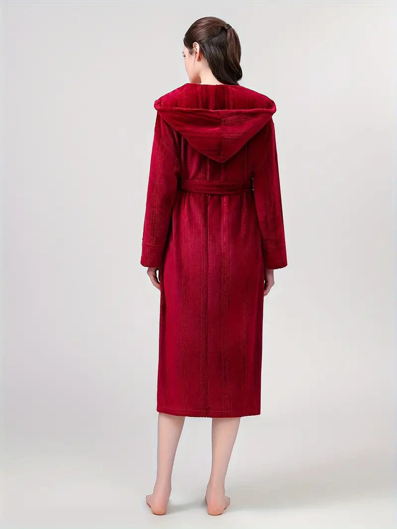 Petite hooded fleece bathrobe