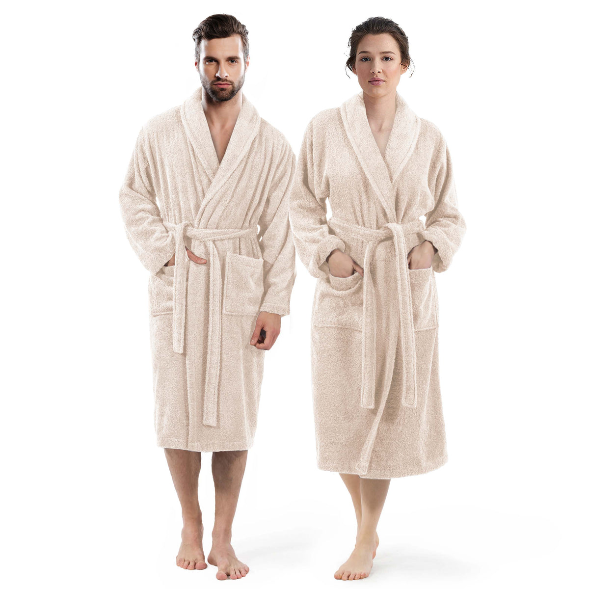 Unisex long terry towelling bathrobe