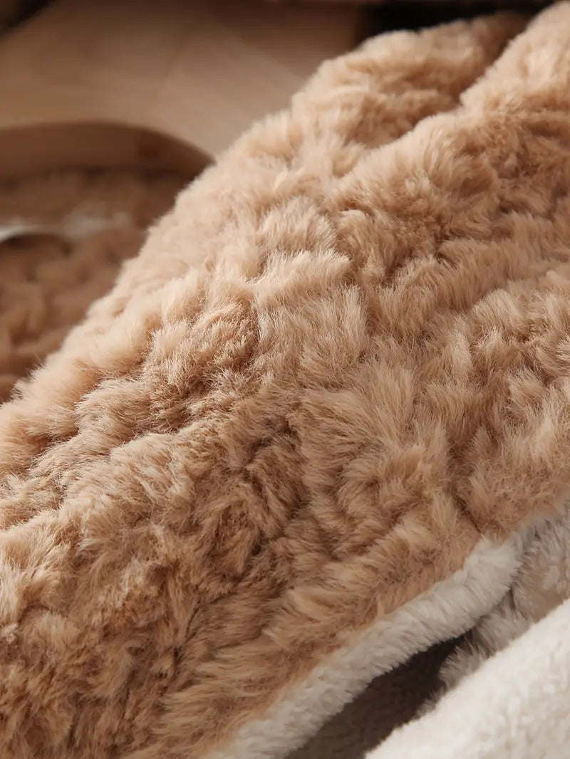 Long hooded fleece bathrobe