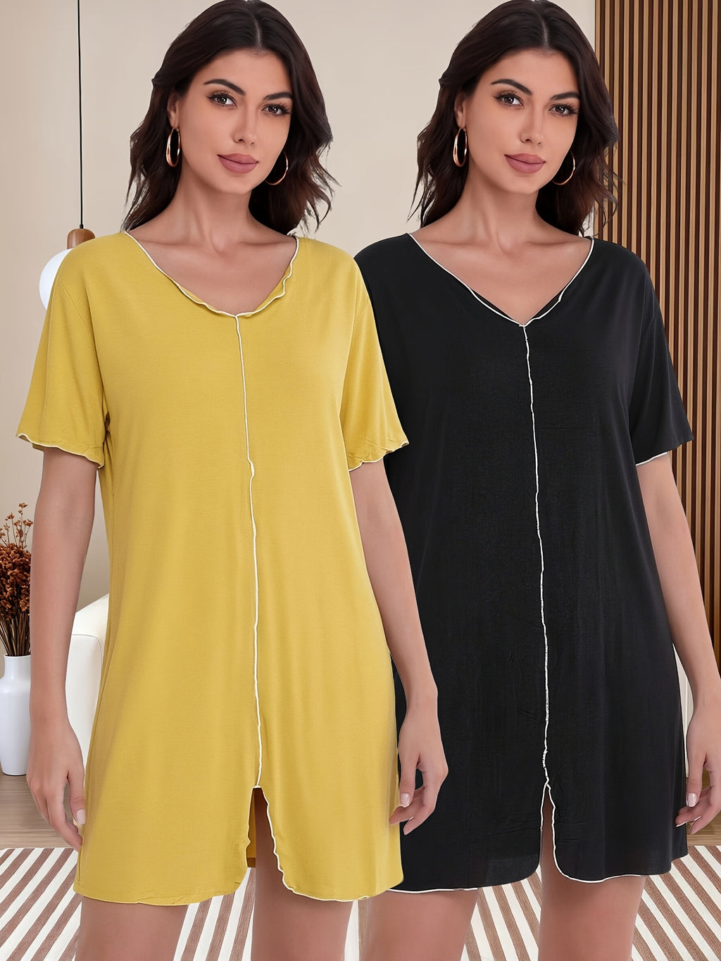 Women's plus size modal nightdress, two pack