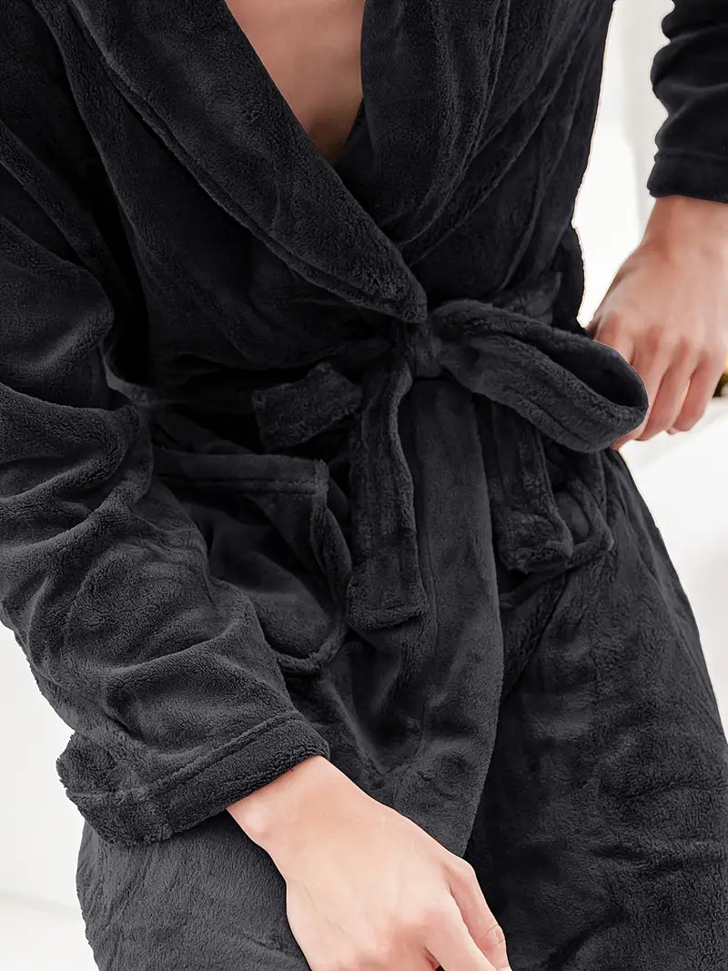 Men's warm towelling bathrobe