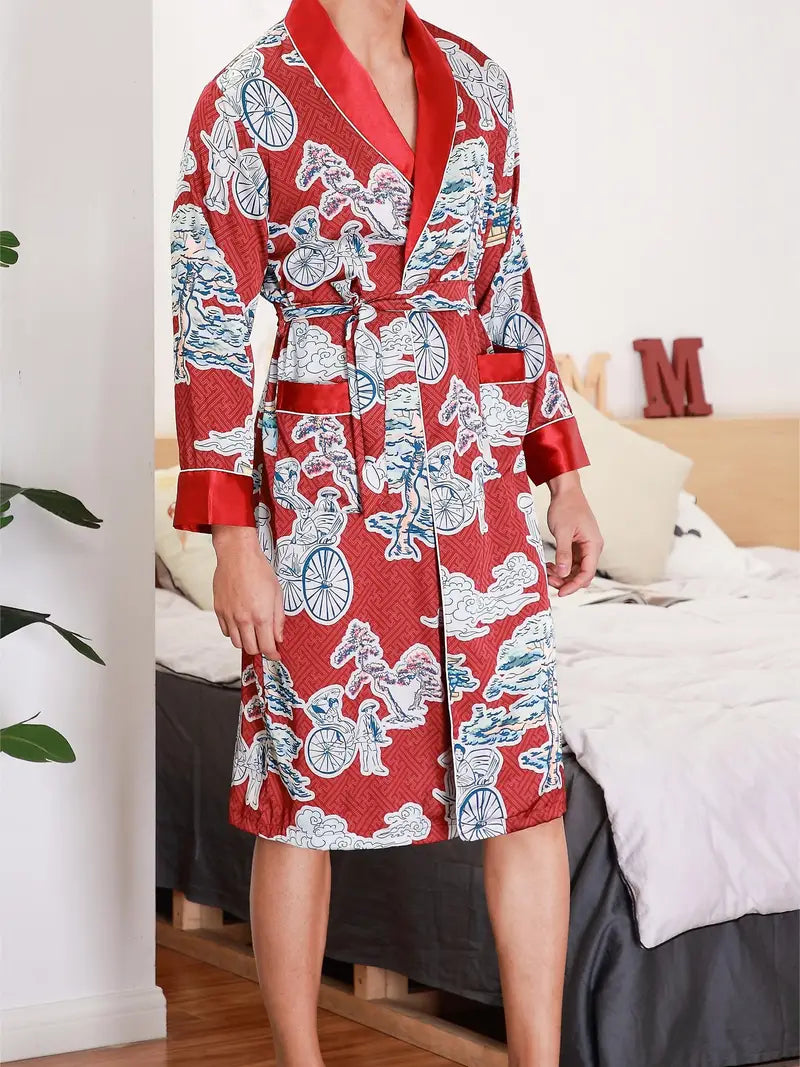 Peignoir Kimono de Bain Style Ancien — coloris rouge