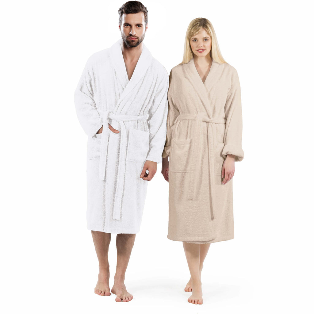 Unisex long terry towelling bathrobe