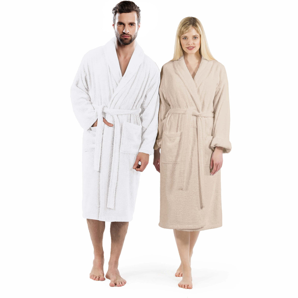 Unisex long terry towelling bathrobe