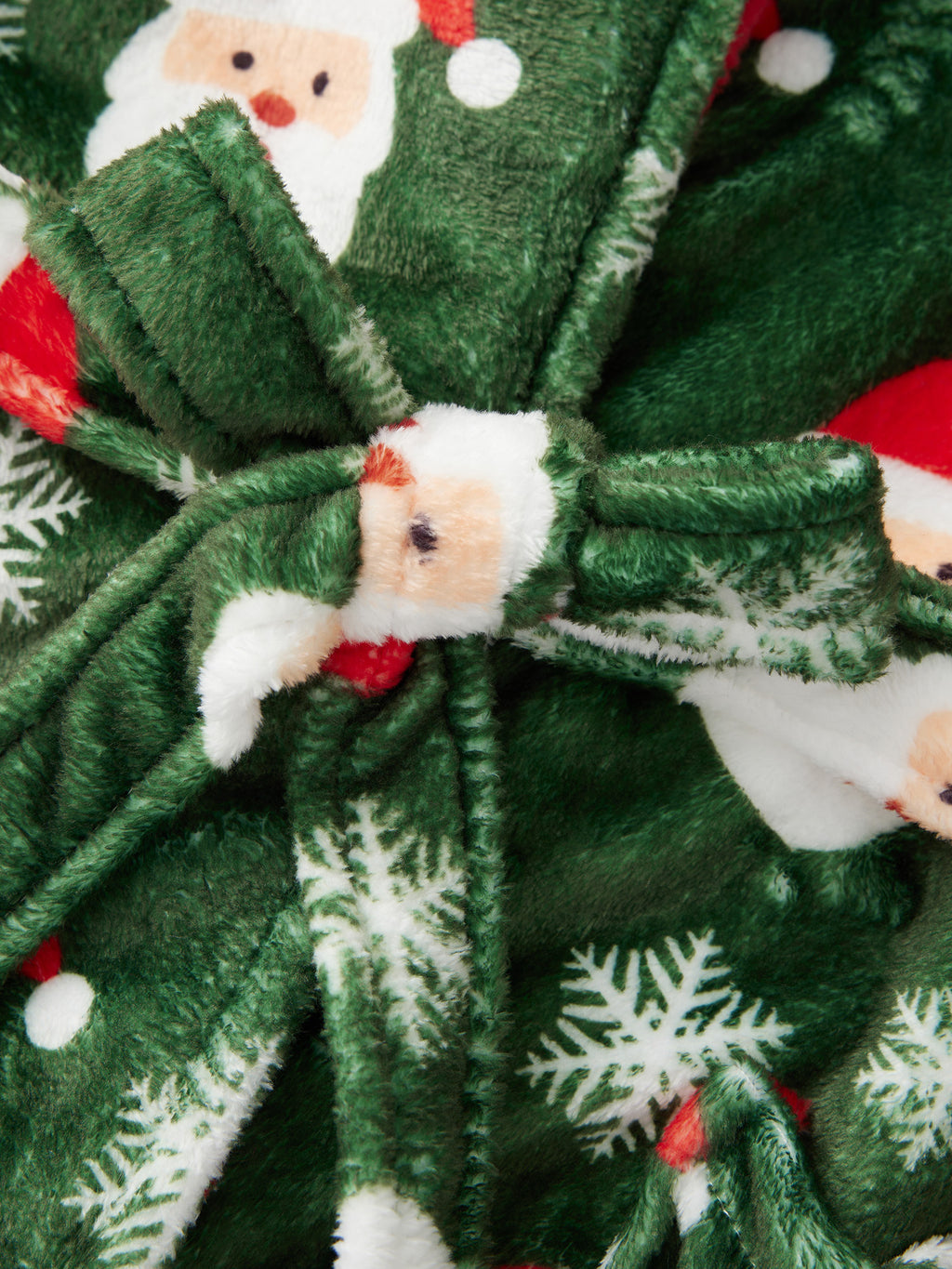 Women's green Santa print fleece dressing gown