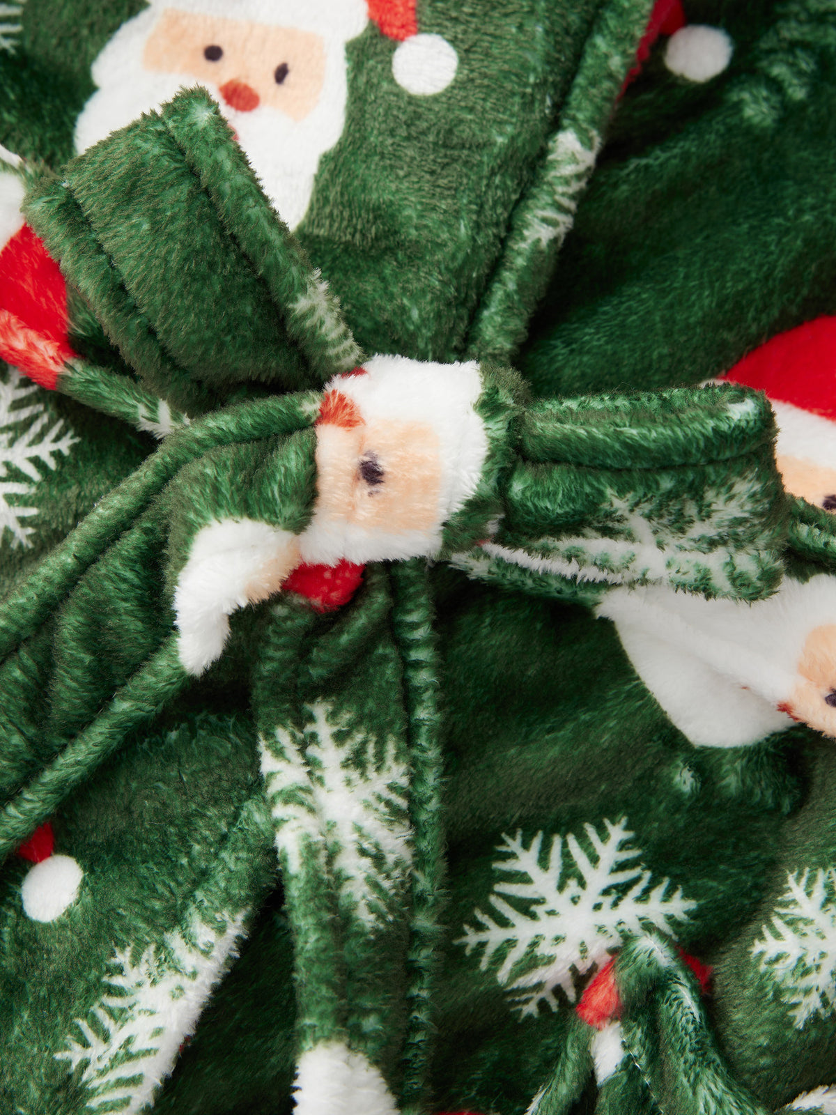 Women's green Santa print fleece dressing gown