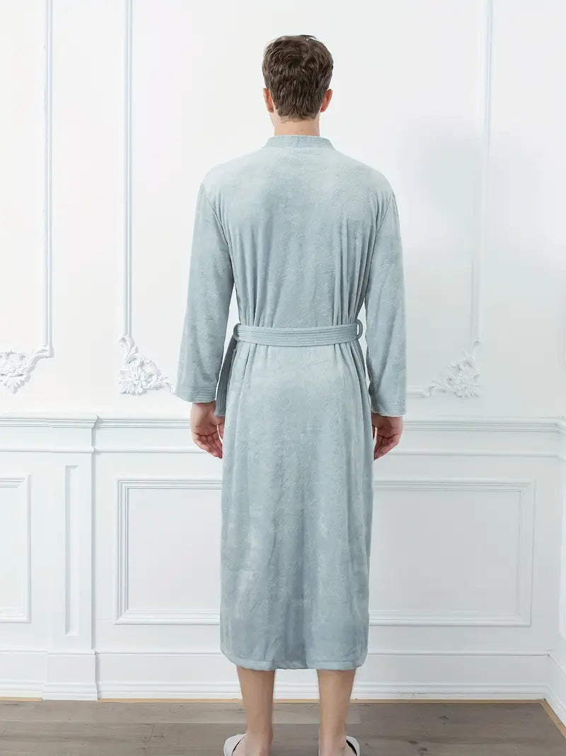 Men's long cotton towel robe