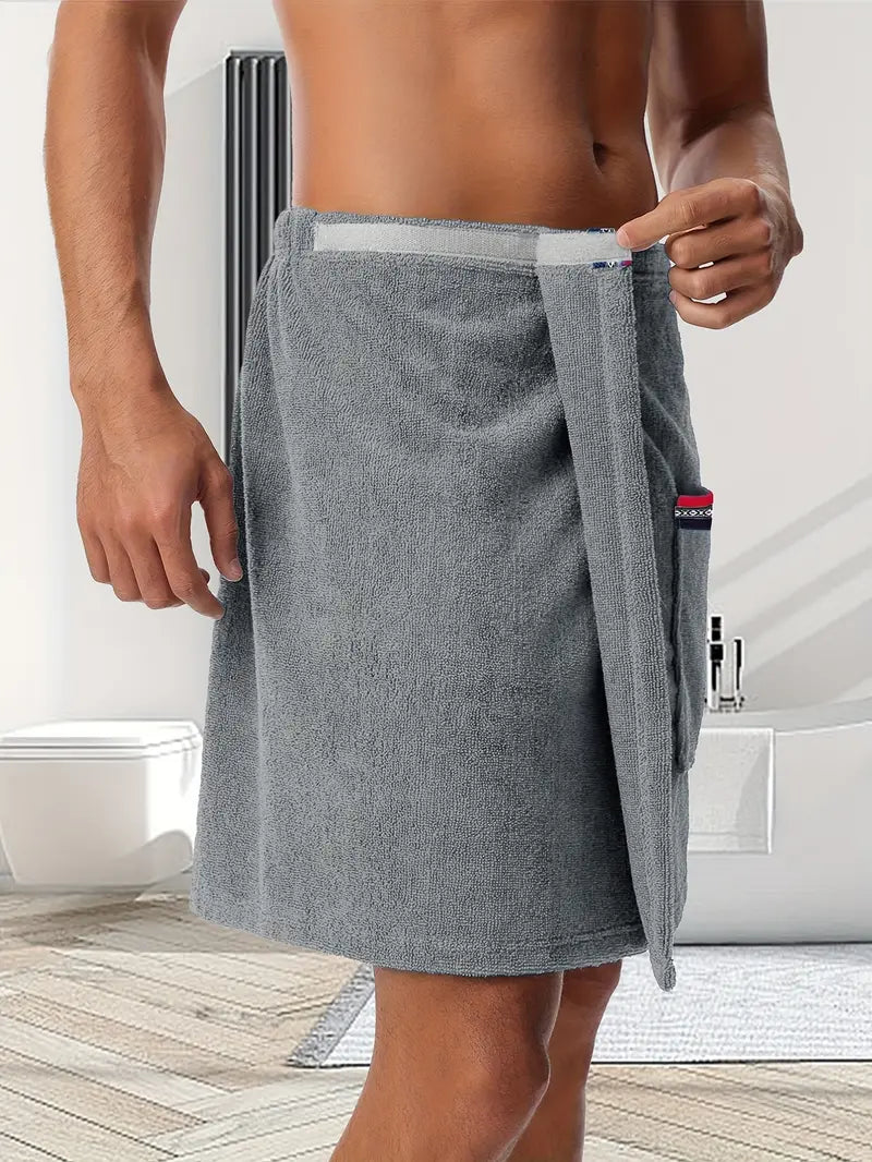 Men's short grey microfibre towel robe