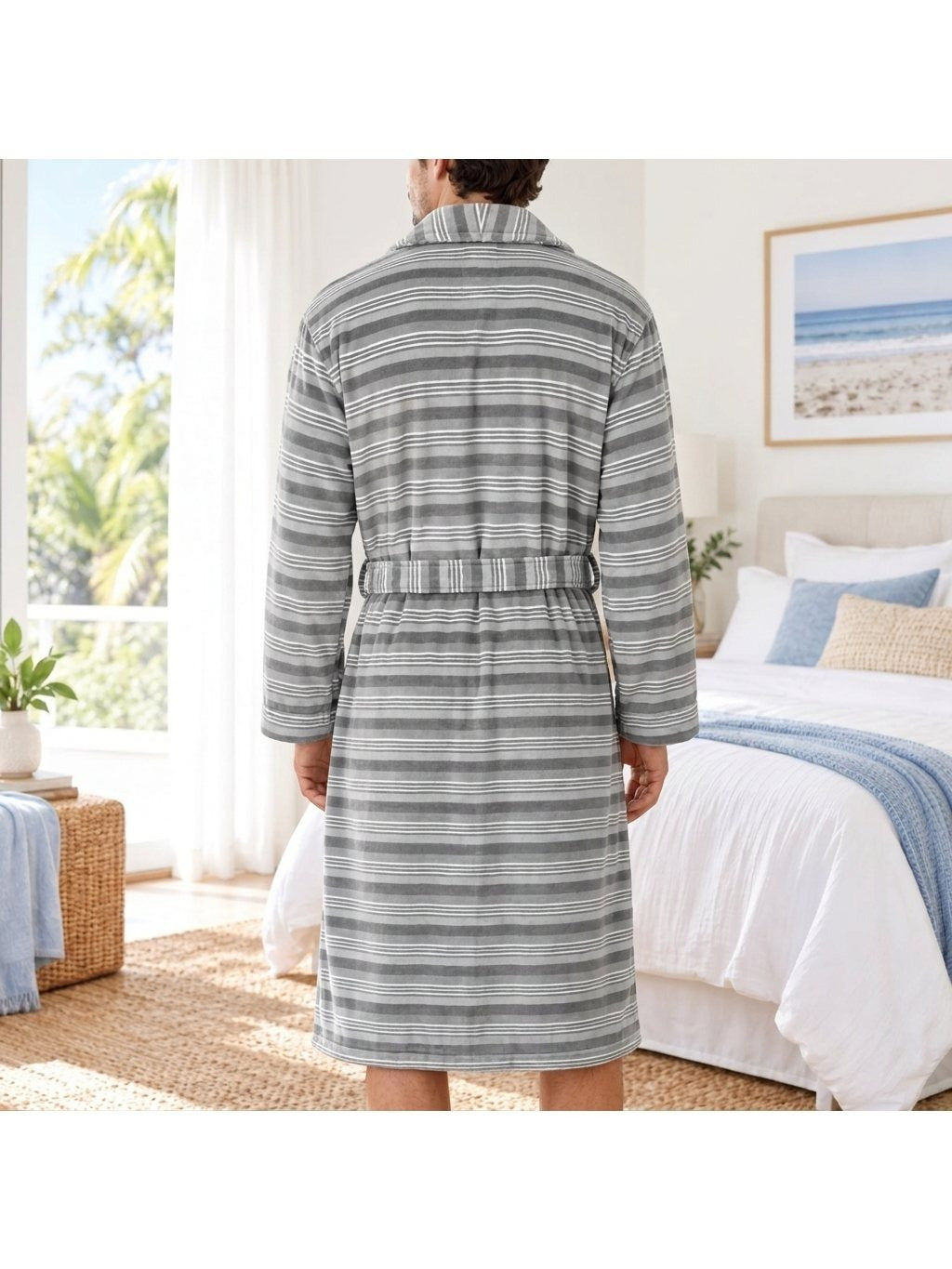 Men's striped bathrobe